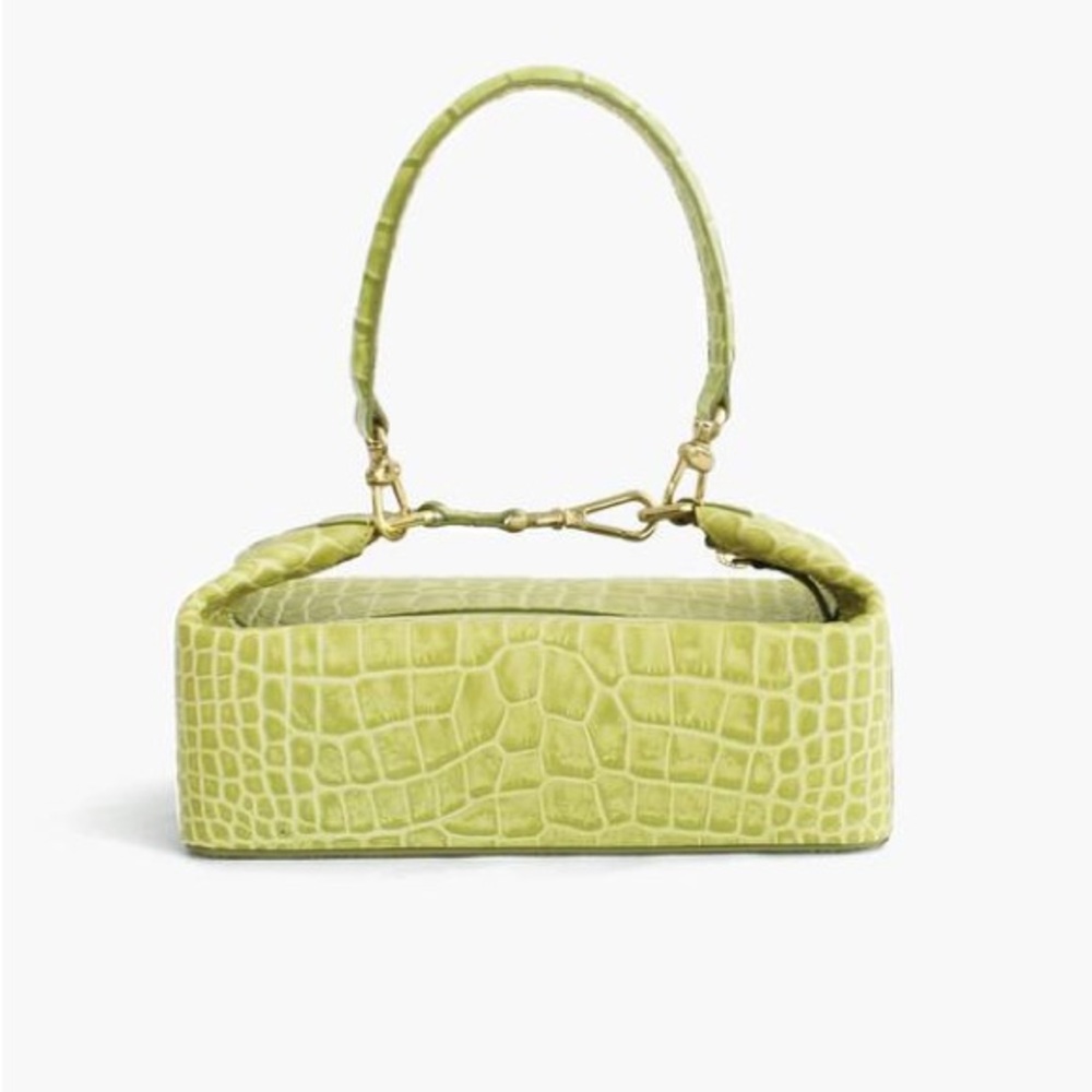 Rejina Pyo Olive Green Croc-Embossed Shoulder Bag